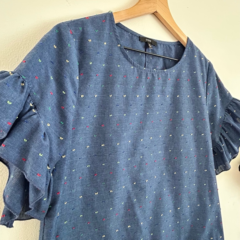 Blue Ruffle Sleeve Top - Picture 3 of 6